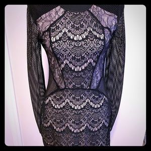 Express Black / Nude Mesh pattern Dress sz S